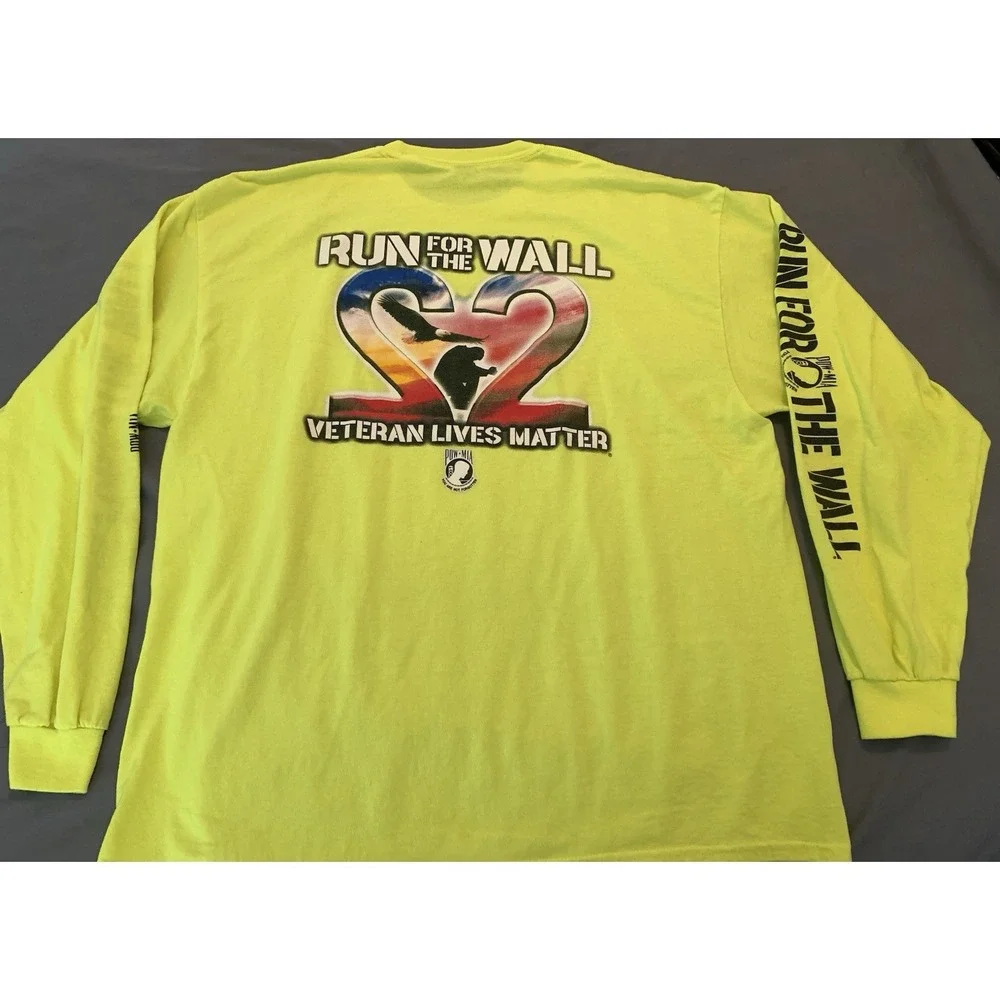 LOT‎ OF 2 Run for the Wall POW MIA 2XL T-Shirts Biker Military Veterans Hi-Vis